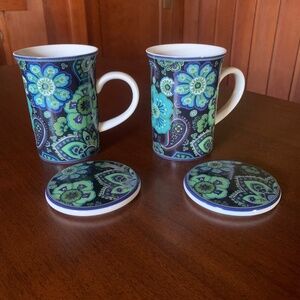 Vera Bradley Blue Rhapsody Coffee Tea Mug Cup w/ Lid ONE LEFT